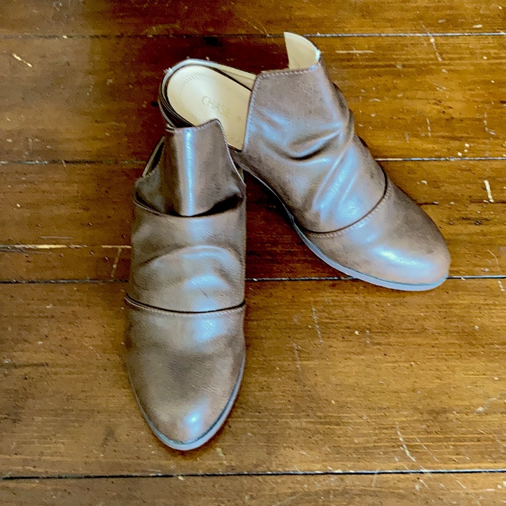 Chase + Chole Brown Slip on Ankle Boots